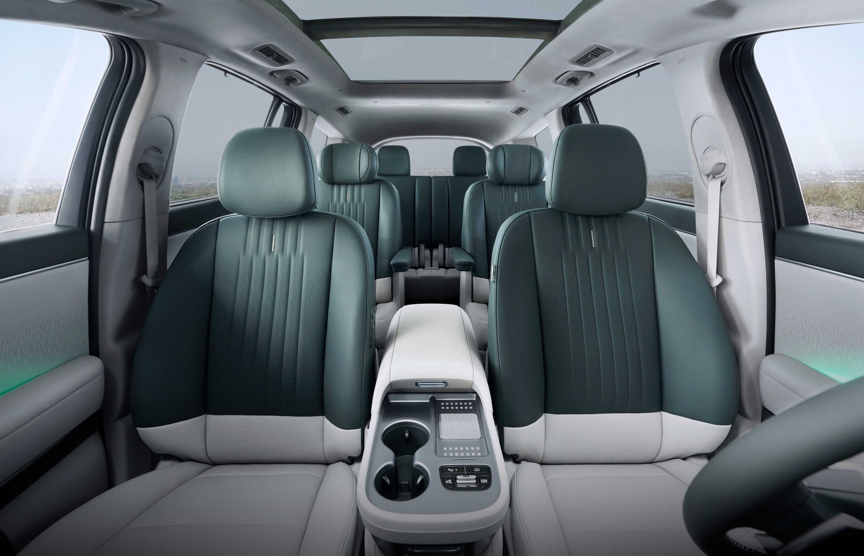 The sliding Universal Island 2.0 console in the new IONIQ 9.