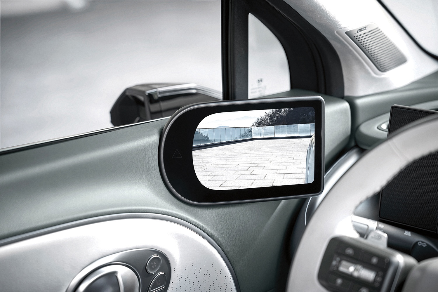 The interior monitor of the Digital Side Mirrors inside the IONIQ 9.